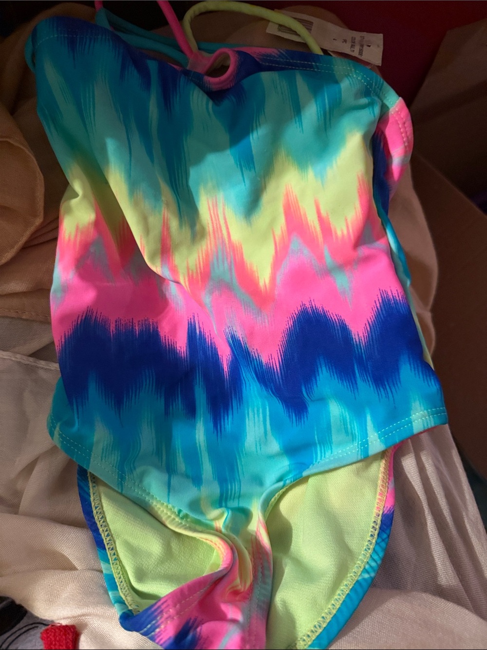Girls one piece, multicolored swimsuit